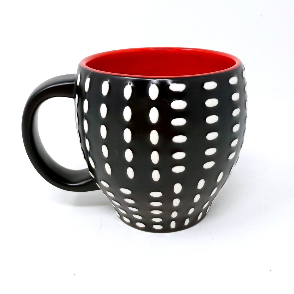 Starbucks 2008 Raised Swiss Polka Dot Black Matte Red Bone‎ China Mug